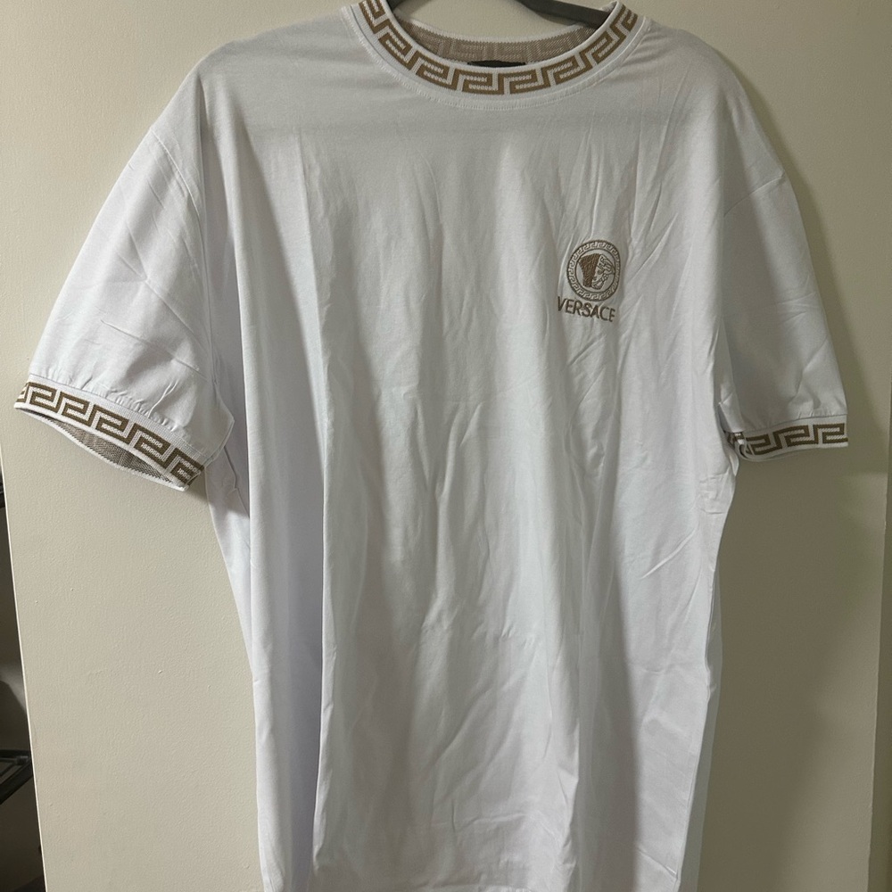 Versace White and Gold Short Sleeve Tee